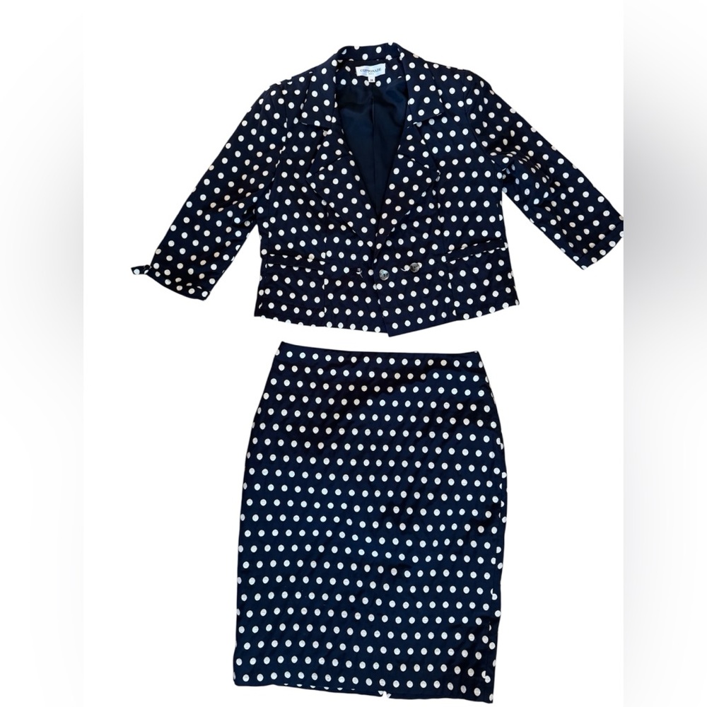 Cottonelle Paris Blue and white Polka Dot Blazer suit from France size 38